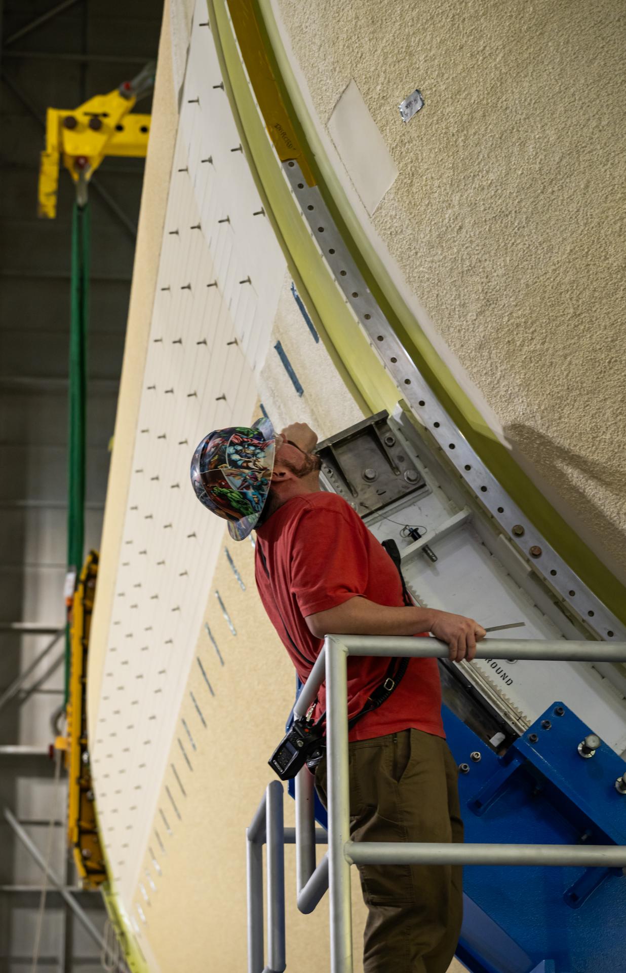 The liquid oxygen tank for NASA’s SLS (Space Launch System) rocket core stage for the Artemis III mission is lifted into a production cell at the agency’s Michoud Assembly Facility in New Orleans on Nov. 7. Move crews use an overhead crane system to lift the tank from the mobile transporter, which carried it from another area of the factory and set it atop the previously loaded intertank. Once the liquid oxygen tank is mated to the intertank, team will mate the stage’s forward skirt atop the tank to complete the forward join.   The propellant tank is one of five major elements that make up the 212-foot-tall rocket stage. The core stage, along with its four RS-25 engines, produce more than two million pounds of thrust to help launch NASA’s Orion spacecraft, astronauts, and supplies beyond Earth’s orbit and to the lunar surface for Artemis.